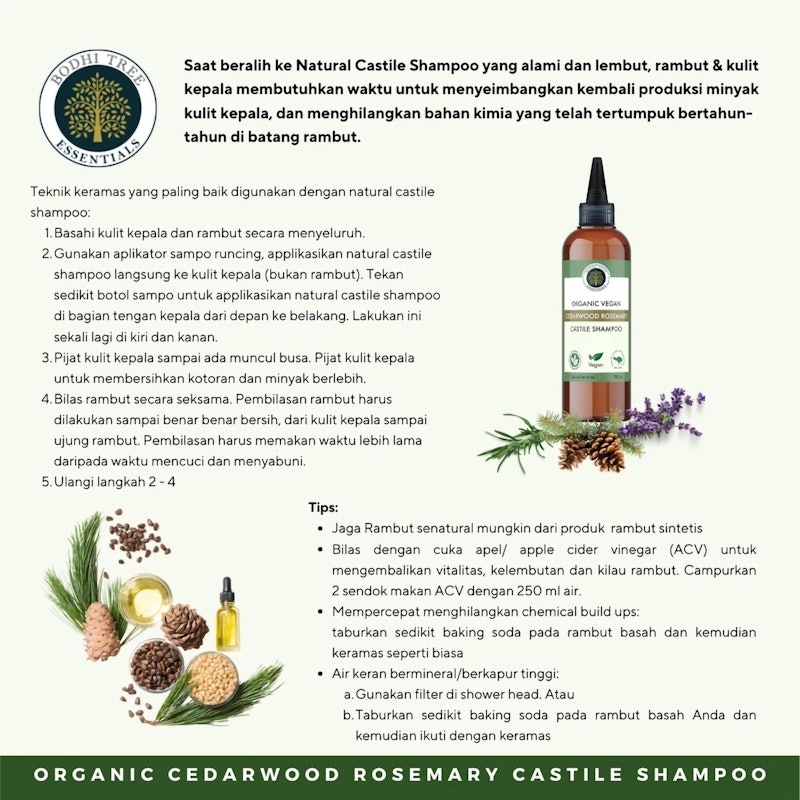 Bodhi Tree Organic Vegan Cedarwood Rosemary Castile Shampoo 5