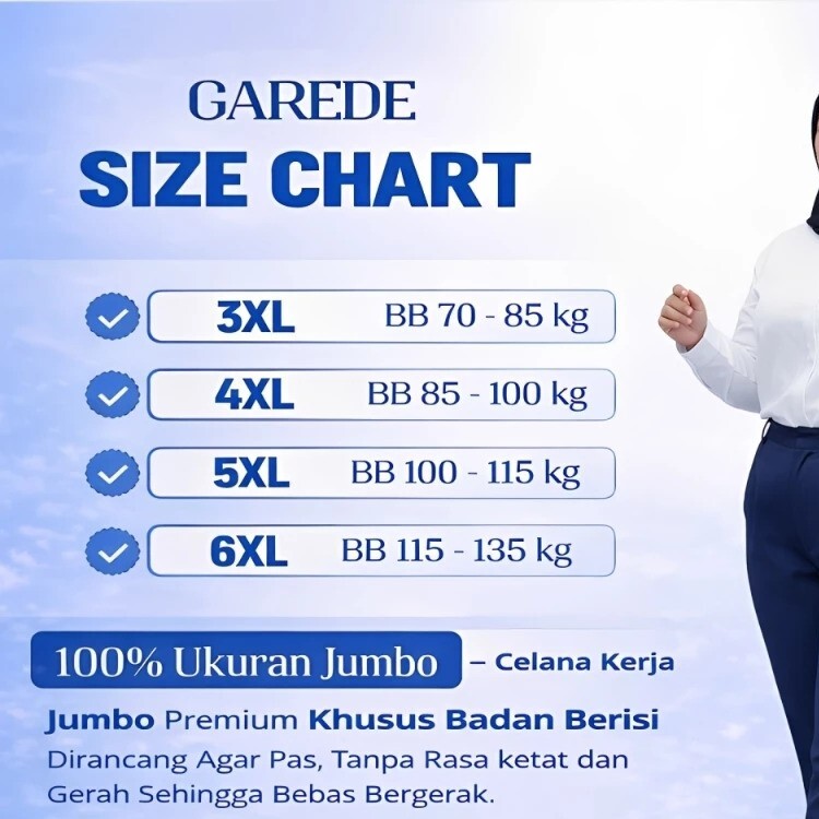  Garede Celana Panjang Wanita Kerja Jumbo