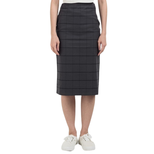 HAJOO Rok Bahan Plaid Tartan Wanita Span Korea Pinggang Tinggi