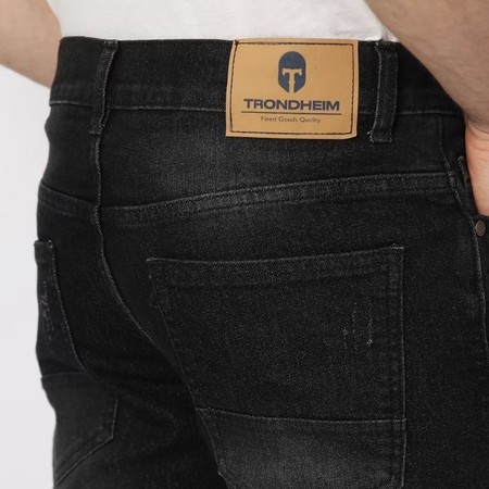  Trondheim Celana Jeans Pria Frey Ripped Lightning Whisker Black Indigo