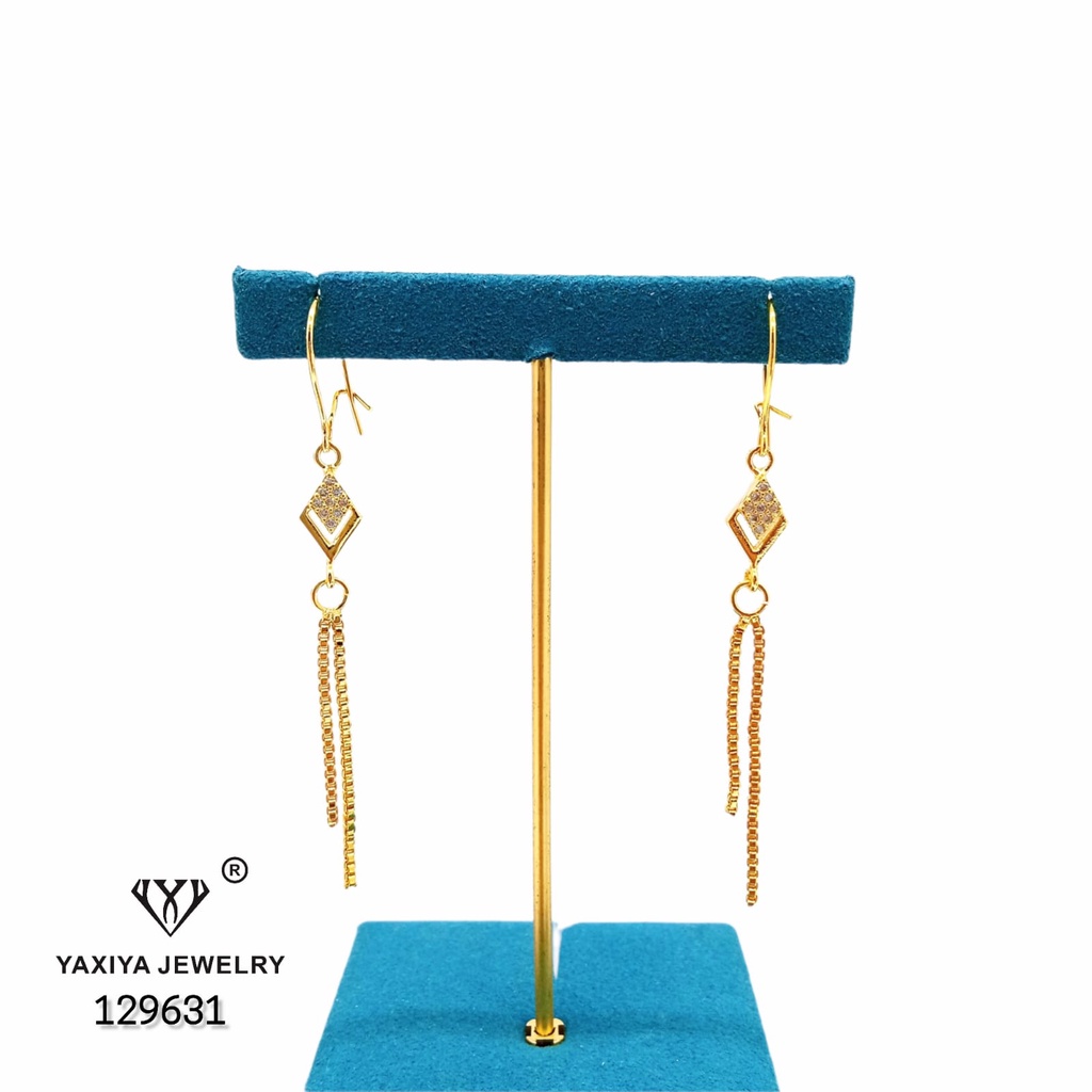 Yaxiya Jewelry Anting Gantung Jurai Permata Perhiasan Lapis Emas 129631