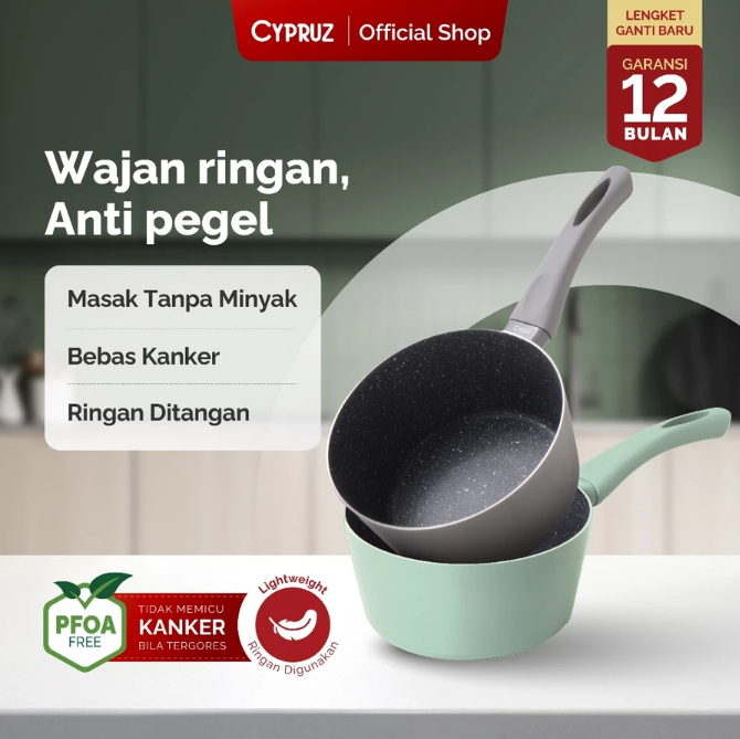 Biyan Internasional Bahagia  CYPRUZ Panci Susu Anti Lengket Premium Featherlight Series 16 cm