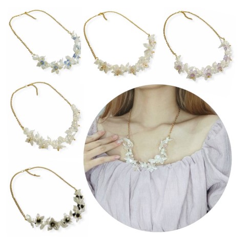 Vileo Handicraft Darlene Crystal Flowery Pearl Necklace