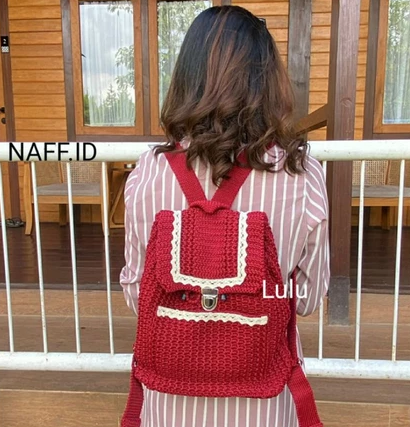  NAFF.ID Lulu Tas Ransel Korea Renda Rajut