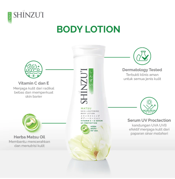 Shinzui Skin Lightening Body Lotion with Vitamin C + E Serum Matsu 100ml 3