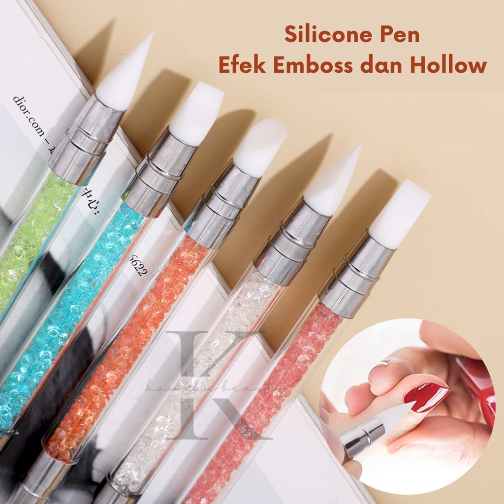  Brush Nail Art Silicone Silikon Carving Pen 3D