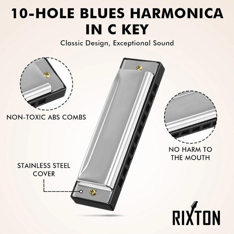 RIXTON Harmonika C Logam Perak 10 Lubang 2