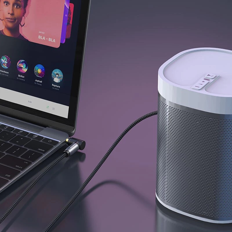 Ningbo Cabletime Electronics CABLETIME Kabel Aux 3.5mm 90 Degree Right Angle Audio Aux Male To Male