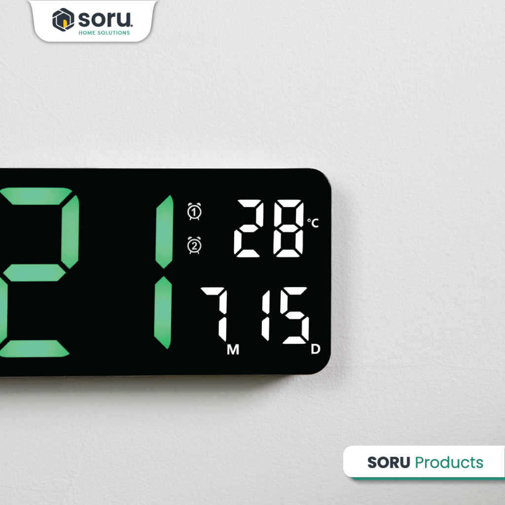 SORU Jam Dinding Digital Smart Alarm LED