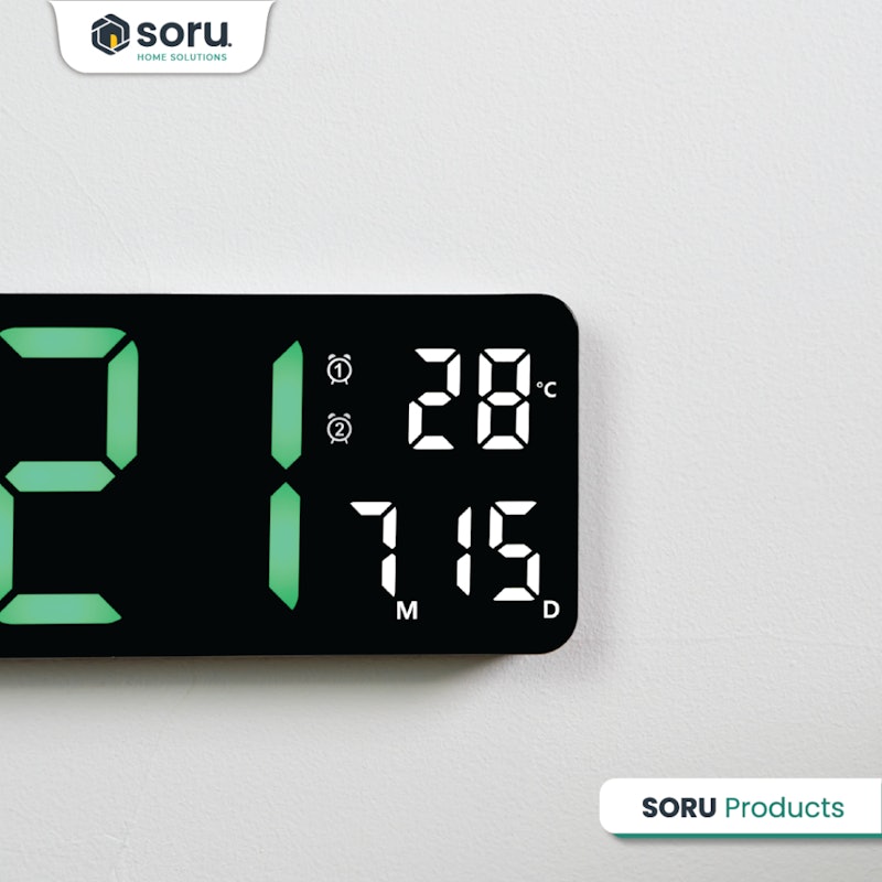 SORU Jam Dinding Digital Smart Alarm LED 4
