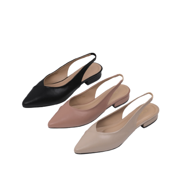 B22 Sepatu Flat Sling Back Wanita ｜ LSB372-1WH