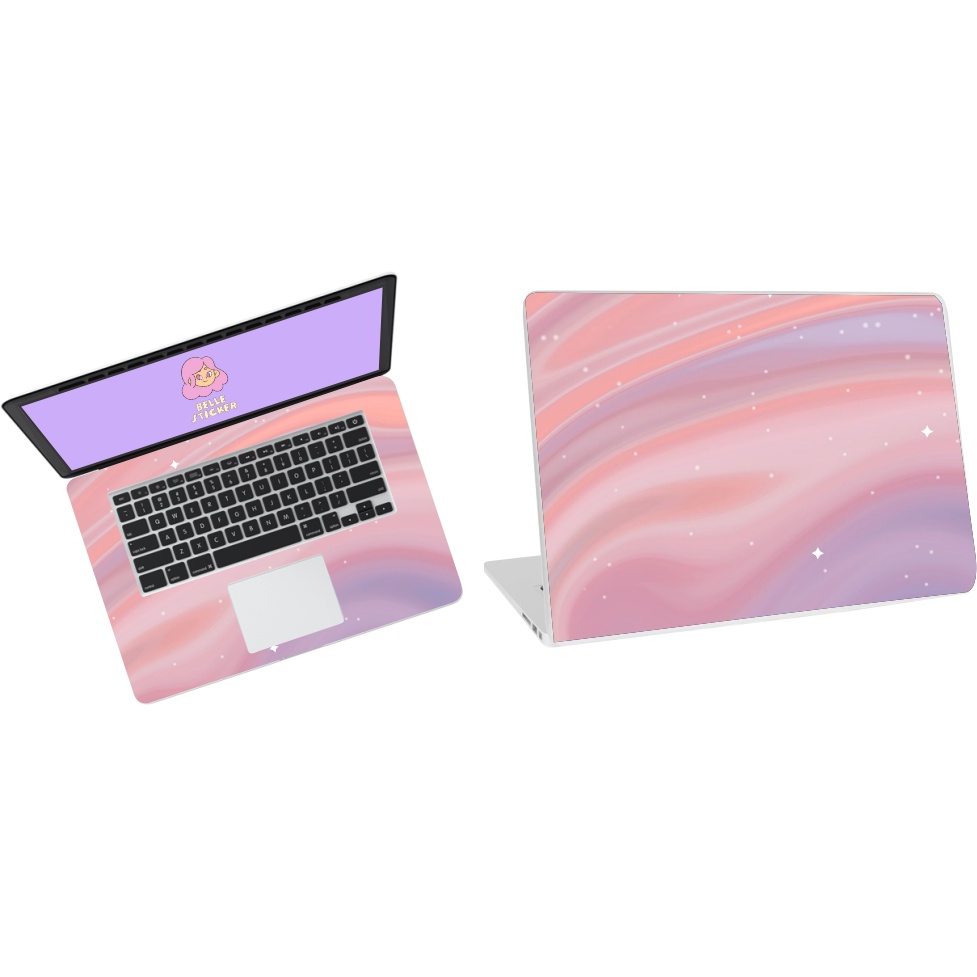 Belle Sticker Garskin Sticker Laptop Cover Protector Notebook Skin Garskin Pink Minimalis