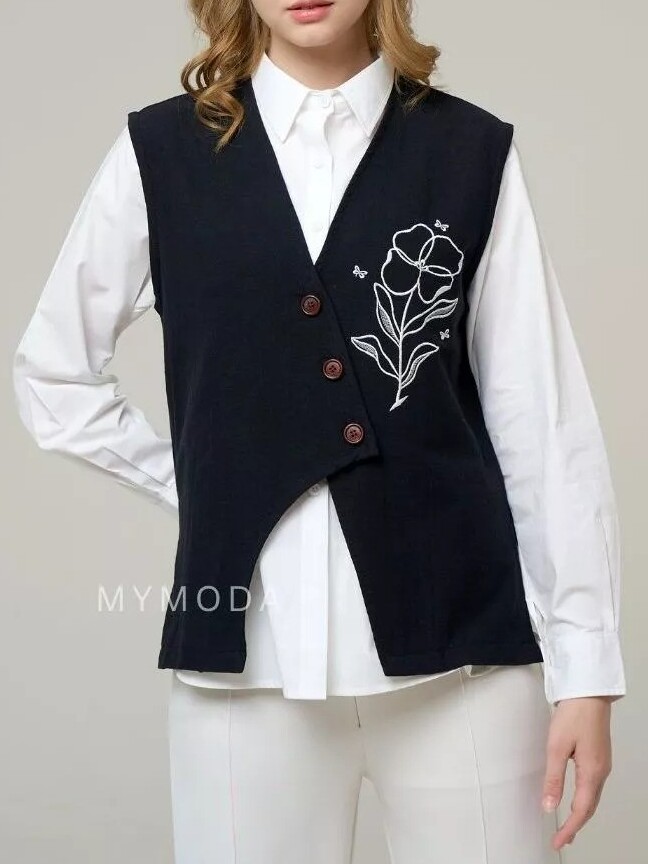  Mymoda Vest Bordir Katun Linen 579 