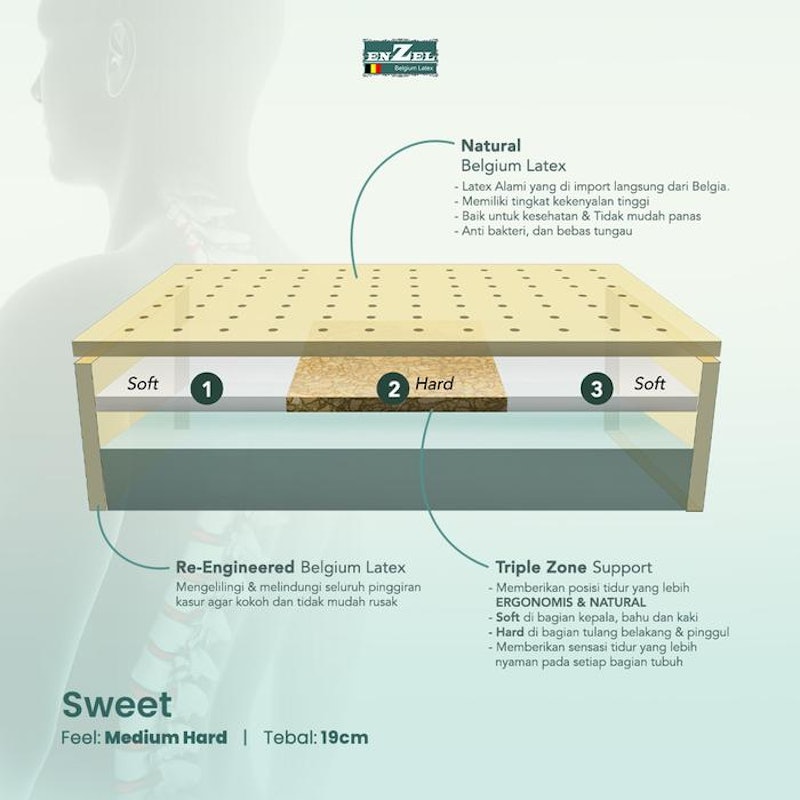 ENZEL Kasur Latex Kesehatan 3in1 dengan Sandaran 2