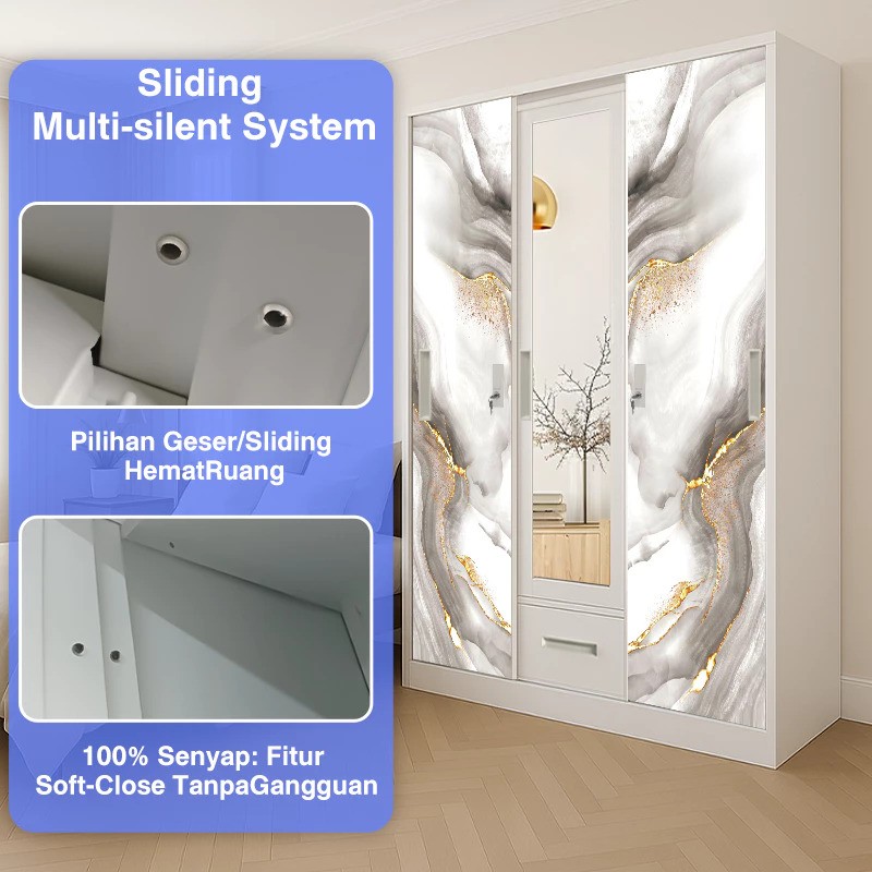 Titanok Furniture Indonesia Titanok Lemari Pakaian Besi 4 Pintu M02