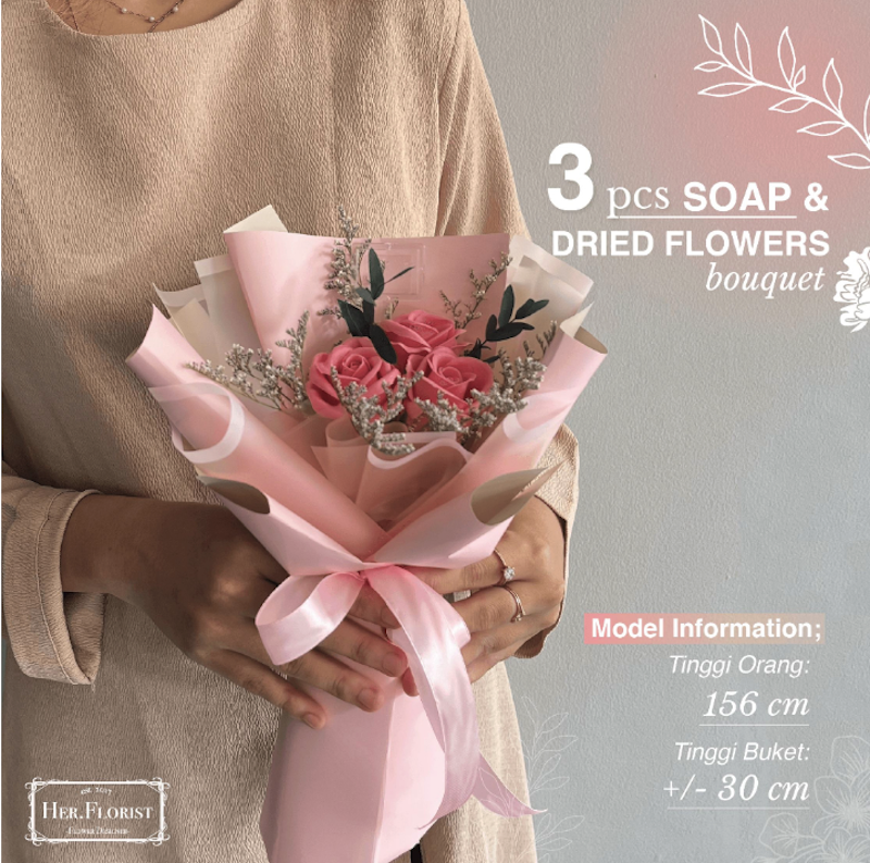 Triple Soap and Dried Flowers Bouquet 3