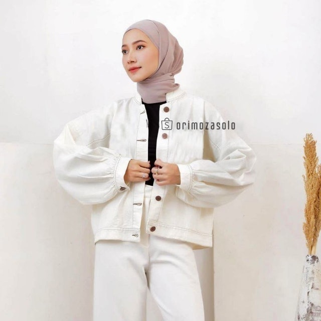 Orimoza Virza Jaket Jeans Wanita Lengan Balon