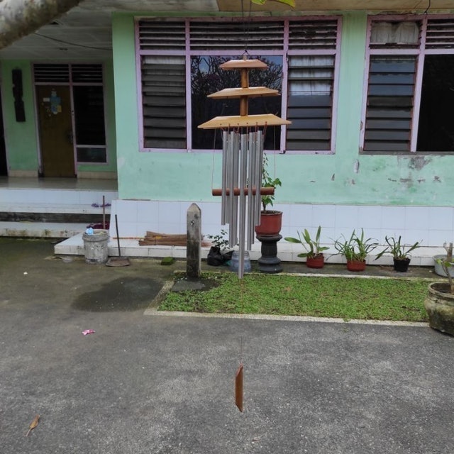 Bali Miho Wind Chimes Aluminium Motif Bambu Tumpuk