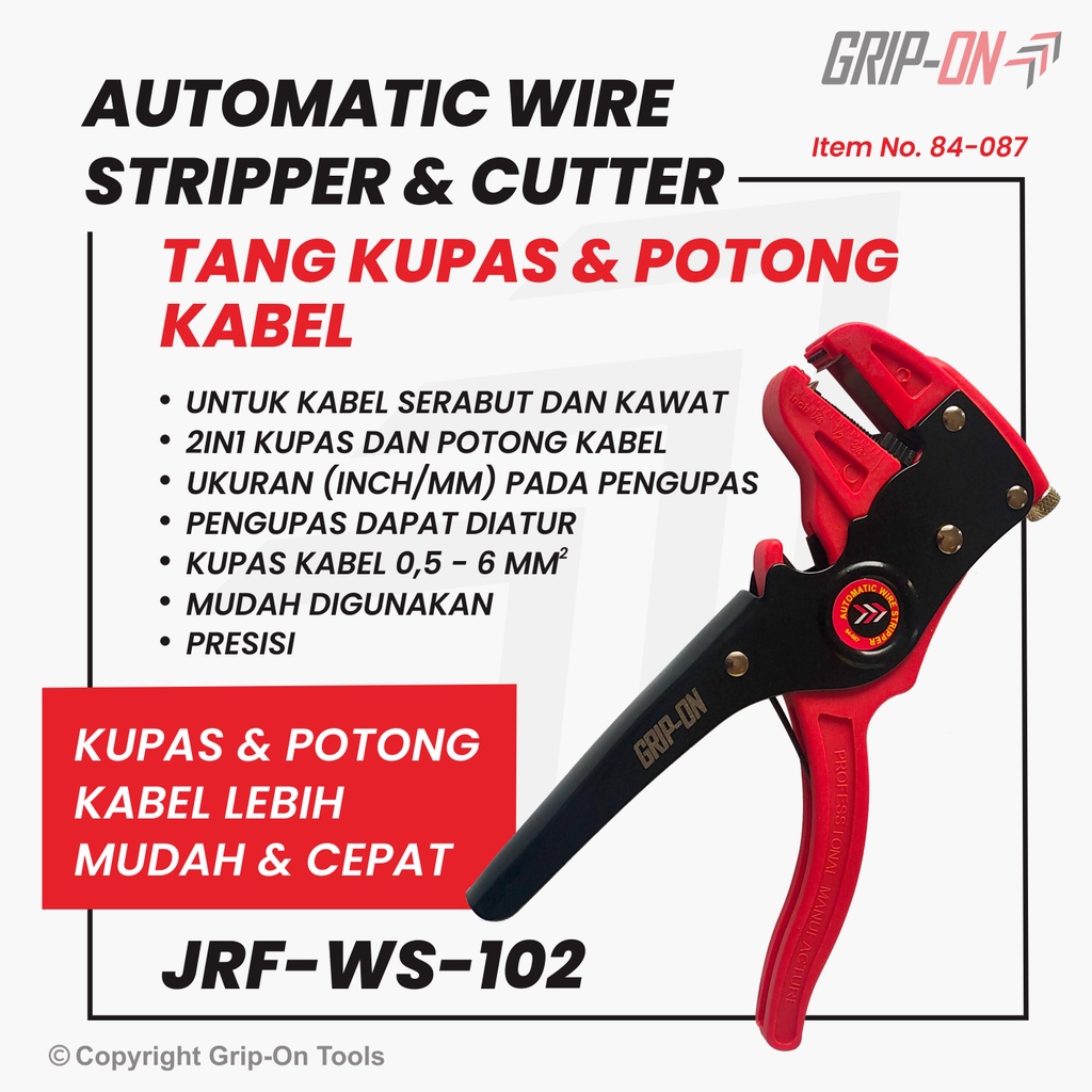 GRIP-ON Tang Kupas Potong Kabel Model F Kakatua  84-087