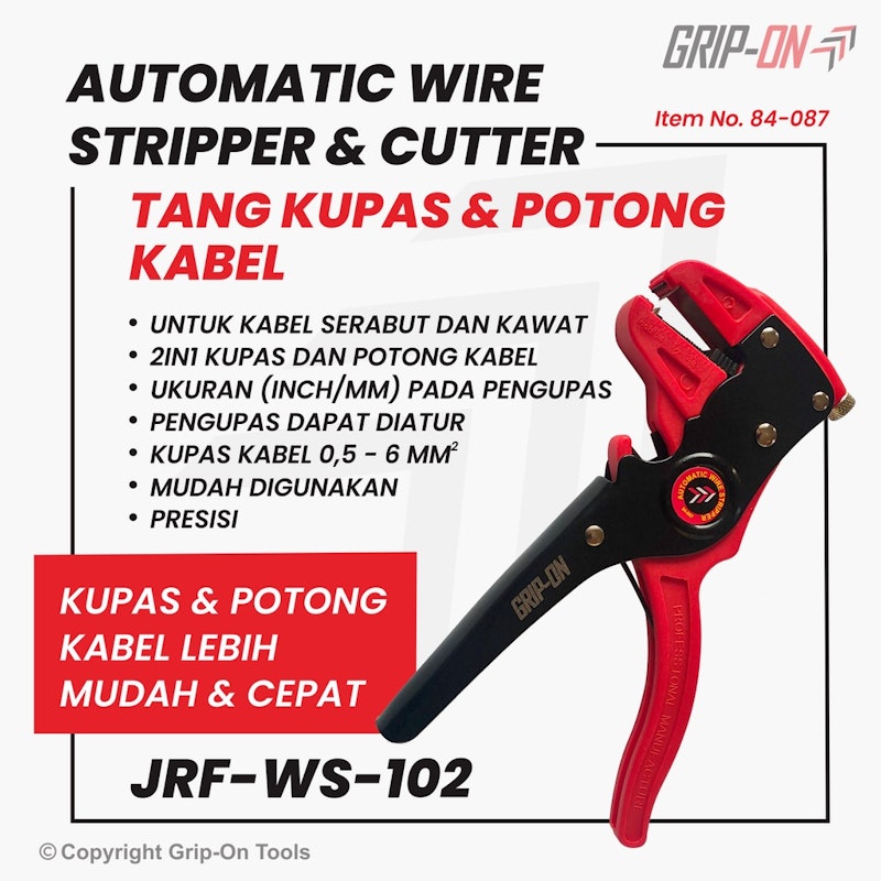 GRIP-ON Tang Kupas Potong Kabel Model F Kakatua 2