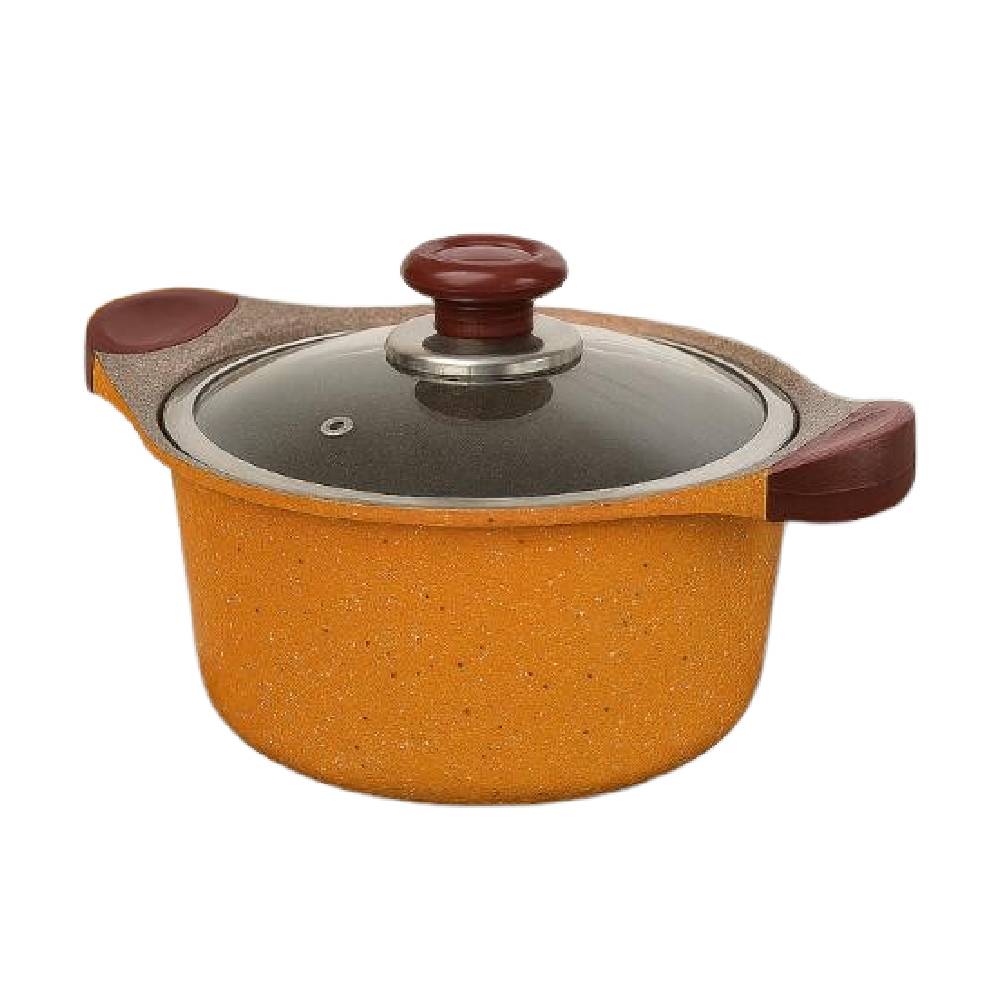 MOEGEN Casserole Stock Pot 24 Cm Granite Series + Glass Cover