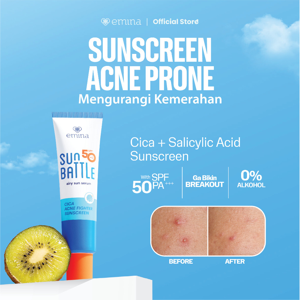 Paragon Technology and Innovation Emina Sun Battle Airy Sun Serum Cica Acne Fighter Sunscreen