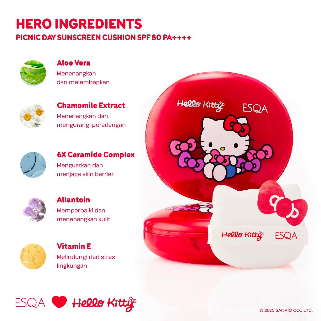 Keva Cosmetics International ESQA x Hello Kitty Picnic Day Sunscreen Cushion