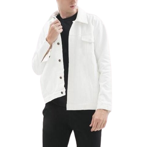 Houseofcuff Jaket Jeans Pria Polos Tebal Dilan Putih