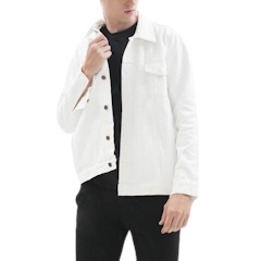 Houseofcuff Jaket Jeans Pria Polos Tebal Dilan Putih