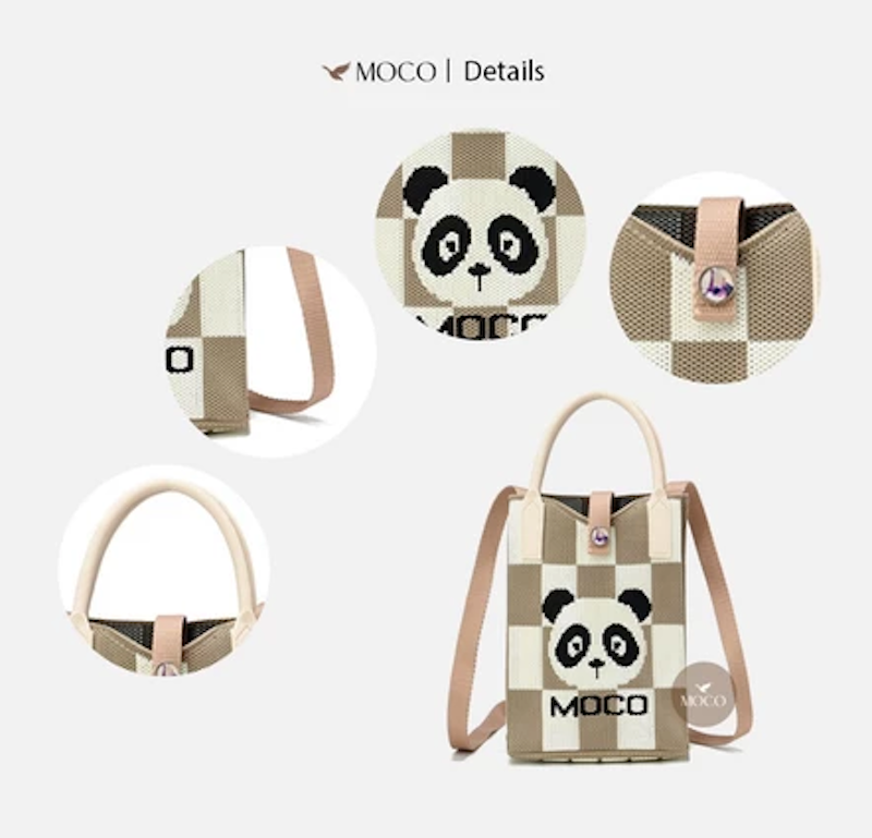 MOCO Tas HP Kecil Sling Bag Panda Rajut Kotak-Kotak 3