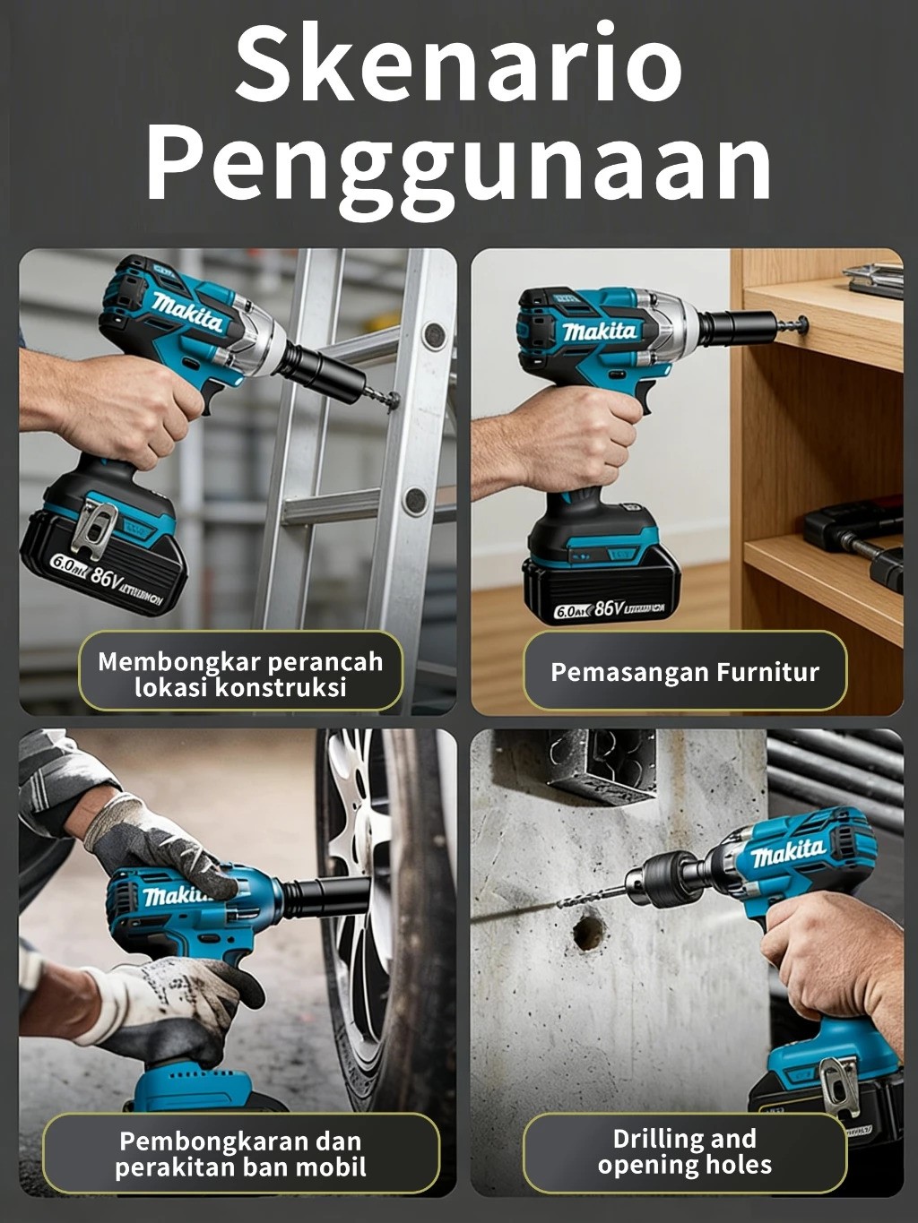 Makita Makita Cordless Impact Wrench 880 Nm