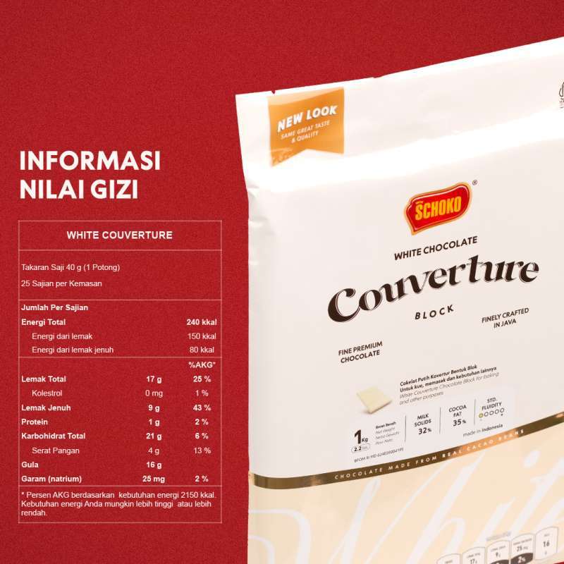 SCHOKO White Chocolate Couverture - Block