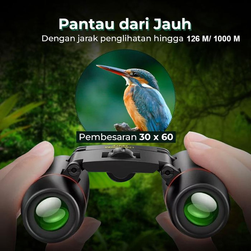 TaffSPORT Teropong Binocular HD 30x60 Portable Outdoor 126M/1000M 2