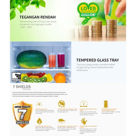 SHARP Electronics SHARP Shine Magneglas Series Kulkas 1 Pintu SJ-X165MG-GB