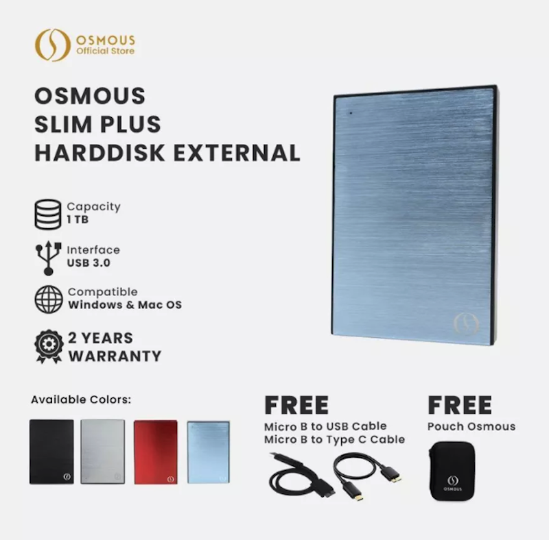 Osmous Slim Plus HDD External 1TB 2