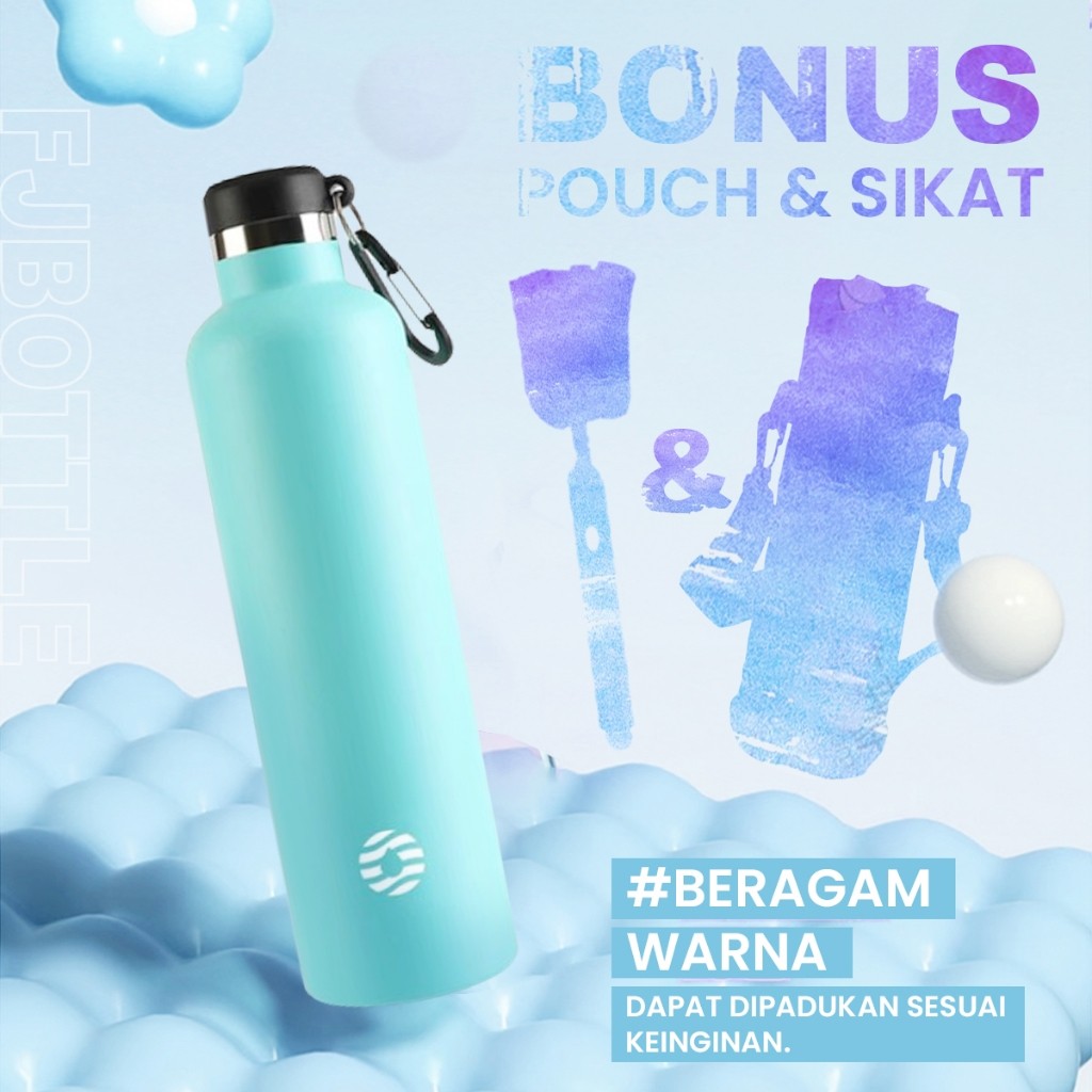 FEIJIAN Industry and Trade Co. FJbottle Botol Minum Olahraga Stainless Steel 1 Liter 