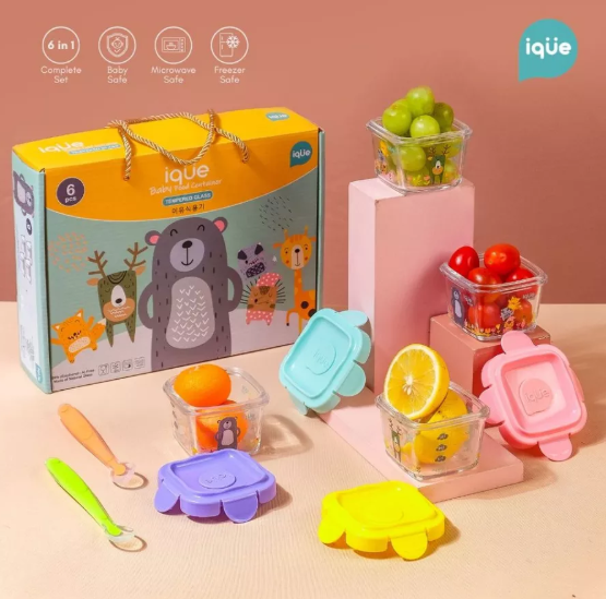 IQUE IQUE Set Tempat MPASI Kaca 6 in 1