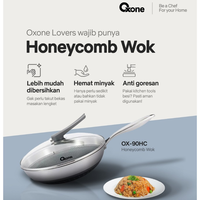 Octa Utama Oxone Wajan Fry Pan Honey Comb Anti Lengket 30 cm OX90HC