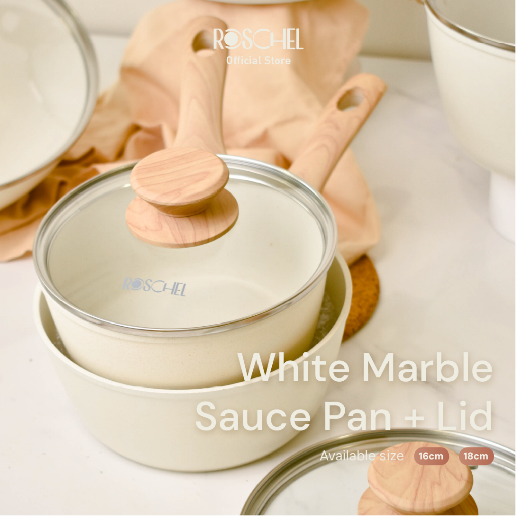 Roschel Beneta White Marble Series Sauce Pan