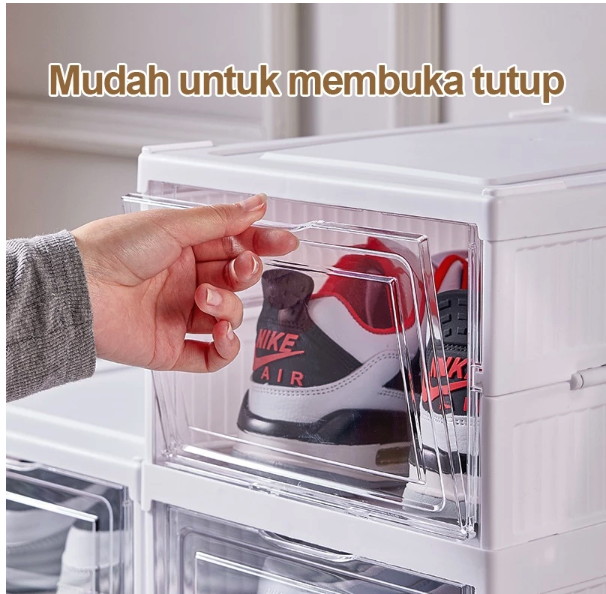  XMVP Rak Sepatu Lipat Anti Debu 3 Tingkat