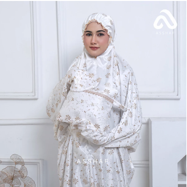  ASSHAF Mukena Dewasa Terusan Sutra Milo Renda Jumbo