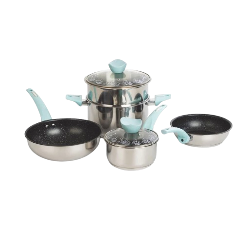 Supra Panci Set Stainless Steel Pastel 7 Pcs Turquoise