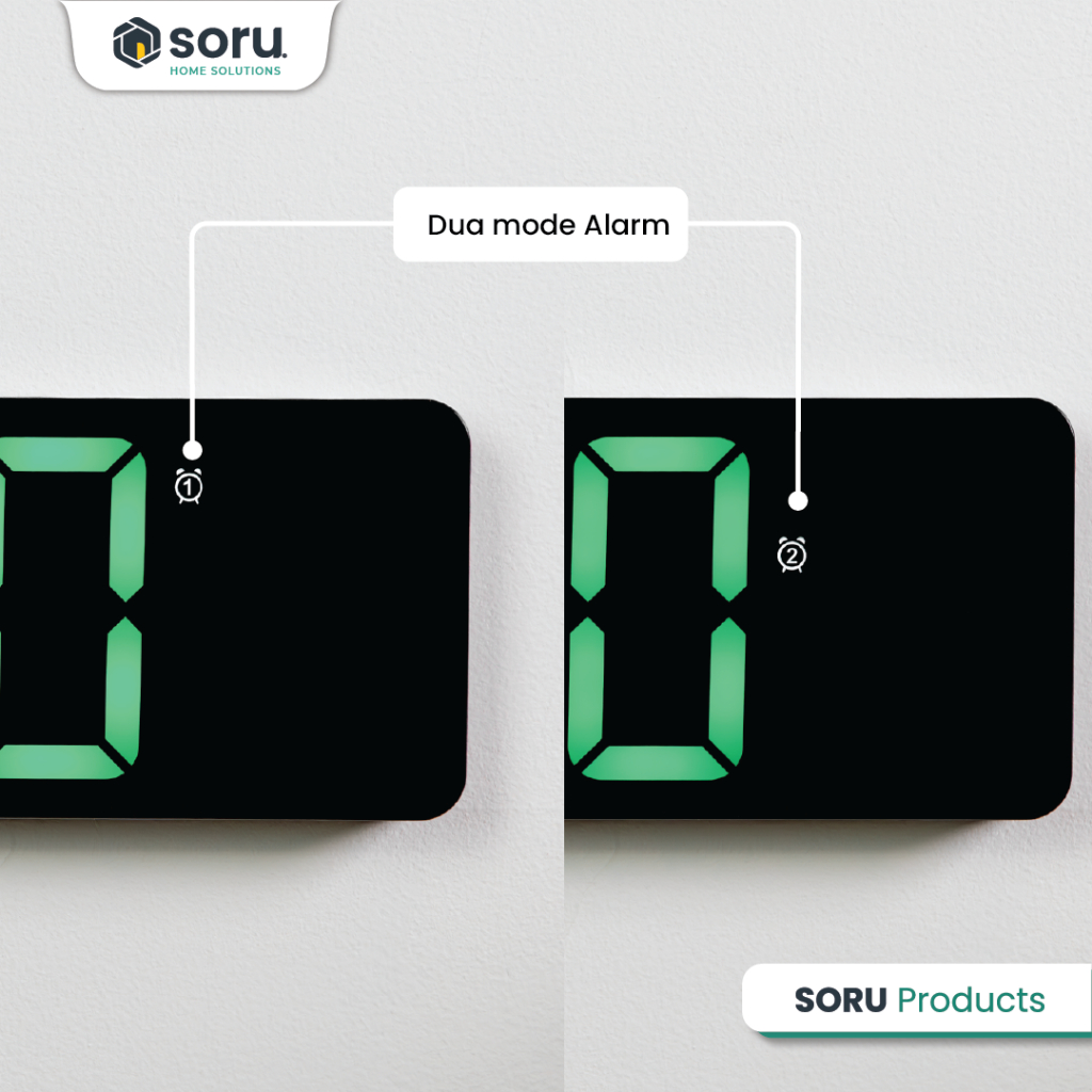 SORU Jam Dinding Digital Smart Alarm LED