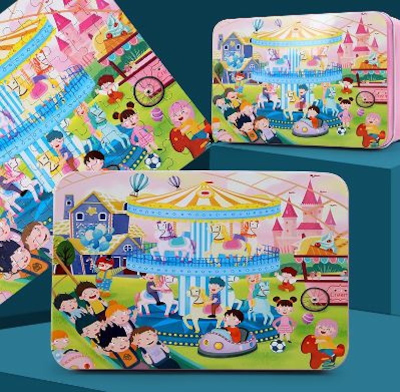 100 pcs Wooden Puzzle with Box 2