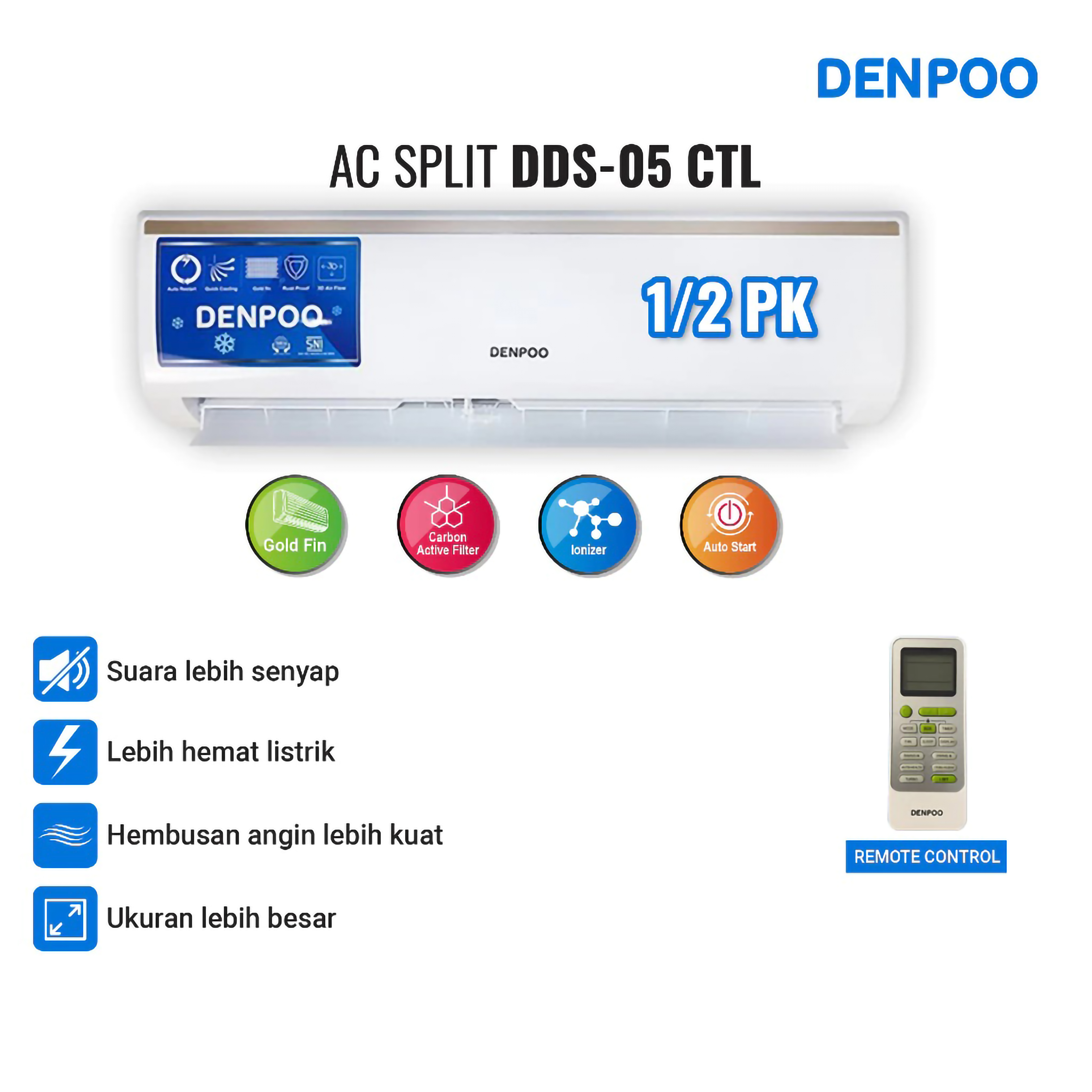 Denpoo Mandiri Indonesia DENPOO AC SPLIT 1/2 PK DDS-05 CTL 