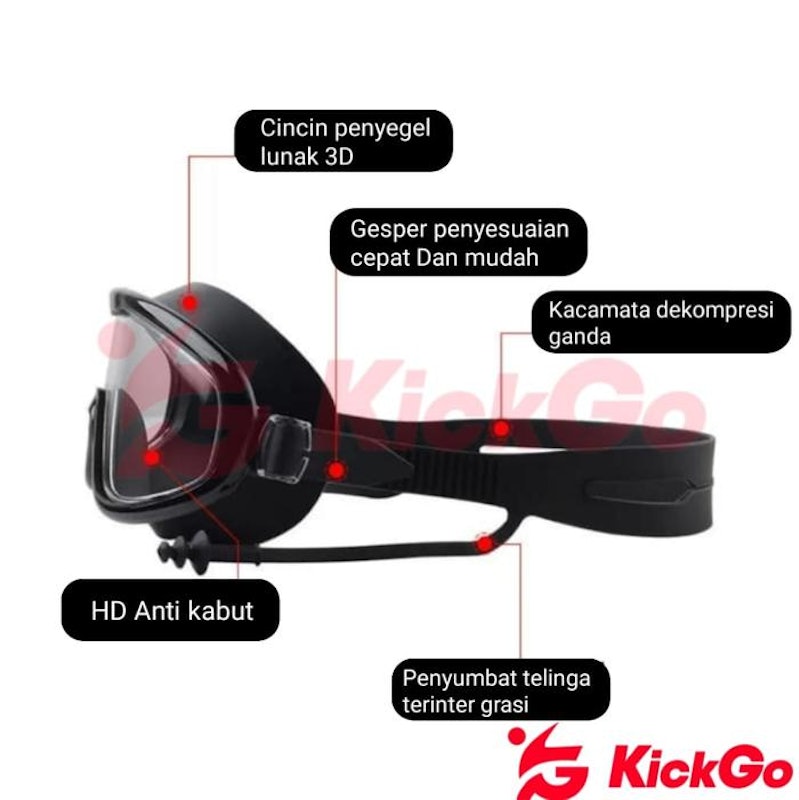KickGo Kacamata Renang UV Big Frame 2
