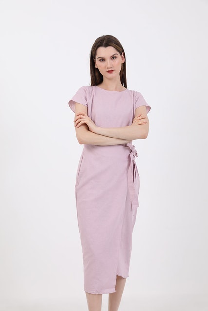 Berrybenka Sofia Kalula Side Tie Dress Pink Dope
