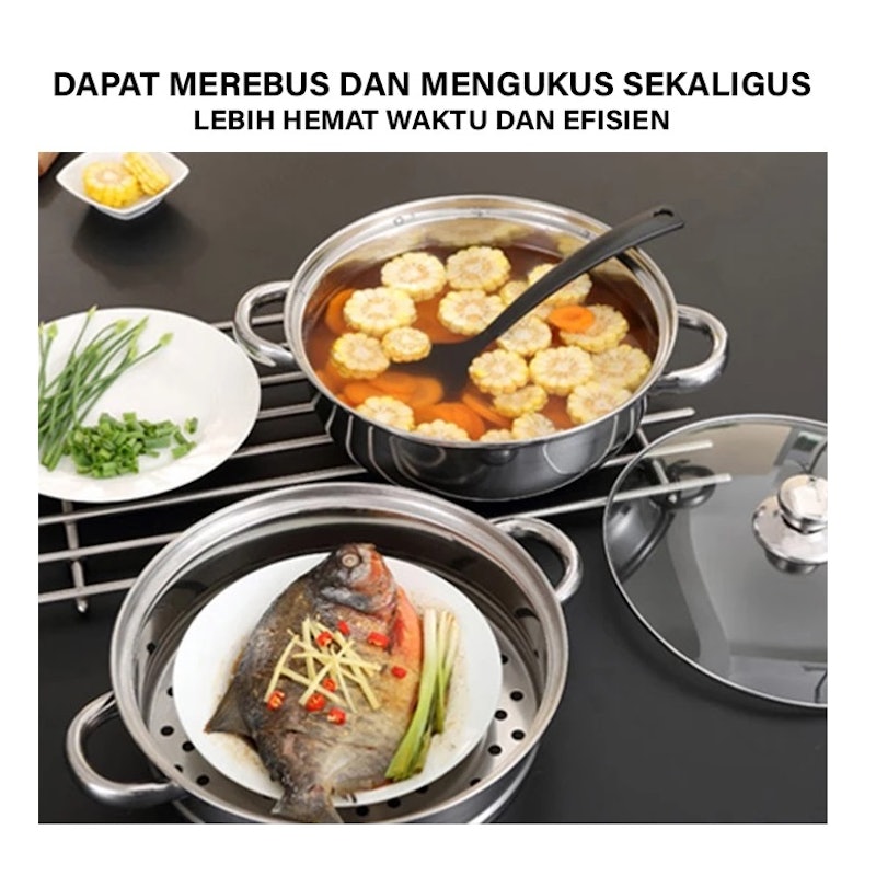 GM Bear Steamer Stainless Steel 2 Tingkat 3