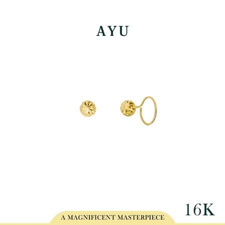  AYU Gold AYU Anting Mini Bling Dome Round Loop 16k Yellow Gold