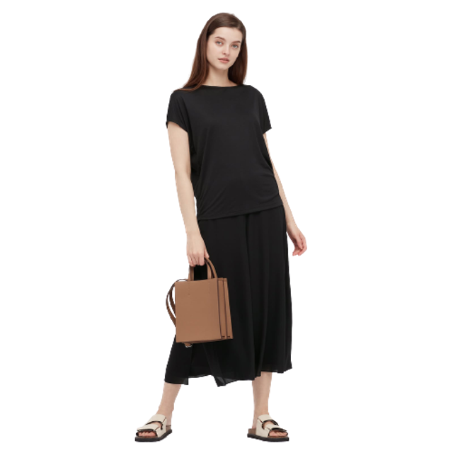 WOMEN T-Shirt Drape Crew Neck Lengan Pendek 3